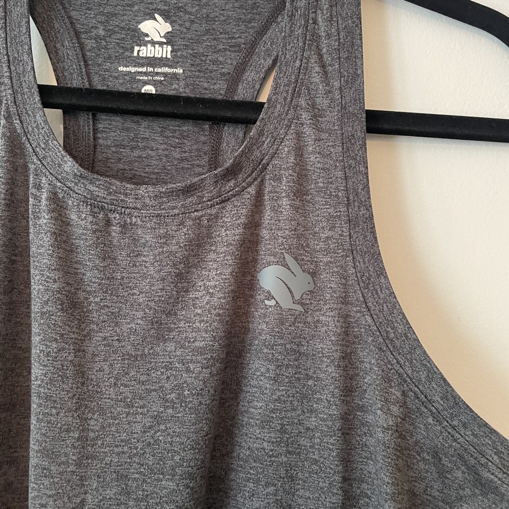 Rabbit Running Womens Racerback Tank Top Heather Gray Size M Stretch Active Gym - Picture 4 of 9